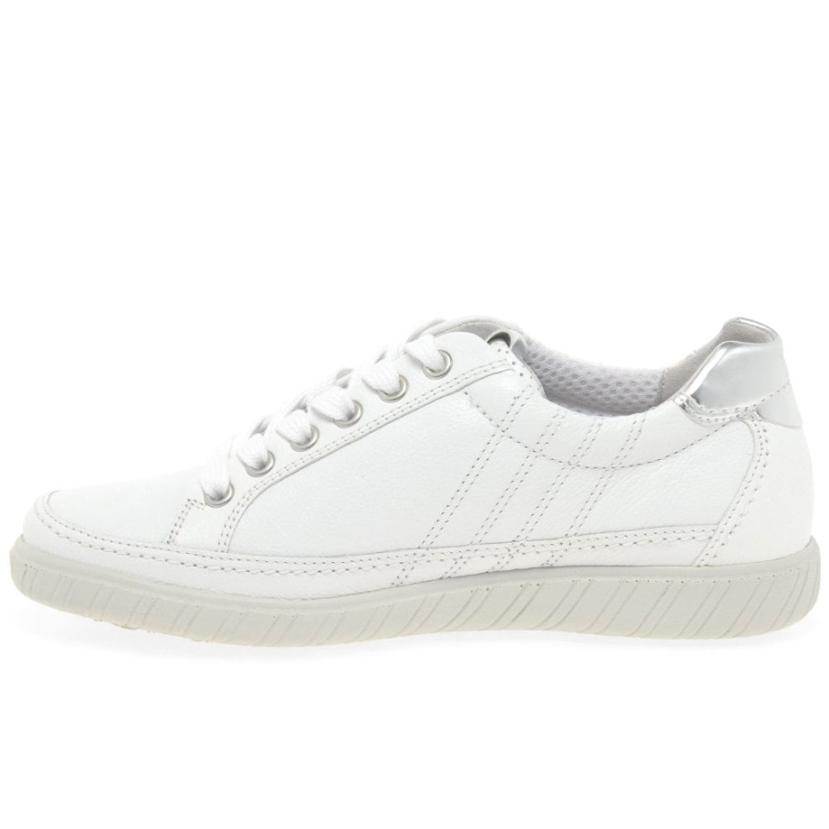 Amulet Womens Wide Fit Sneakers Gabor White/Argento