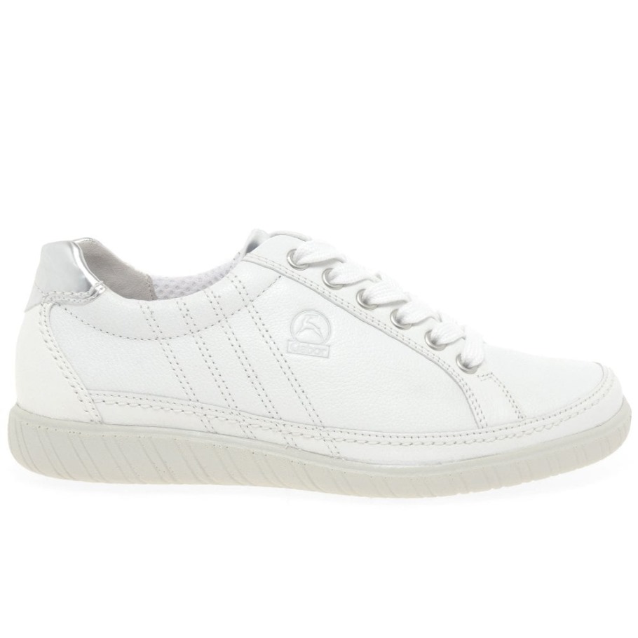 Amulet Womens Wide Fit Sneakers Gabor White/Argento
