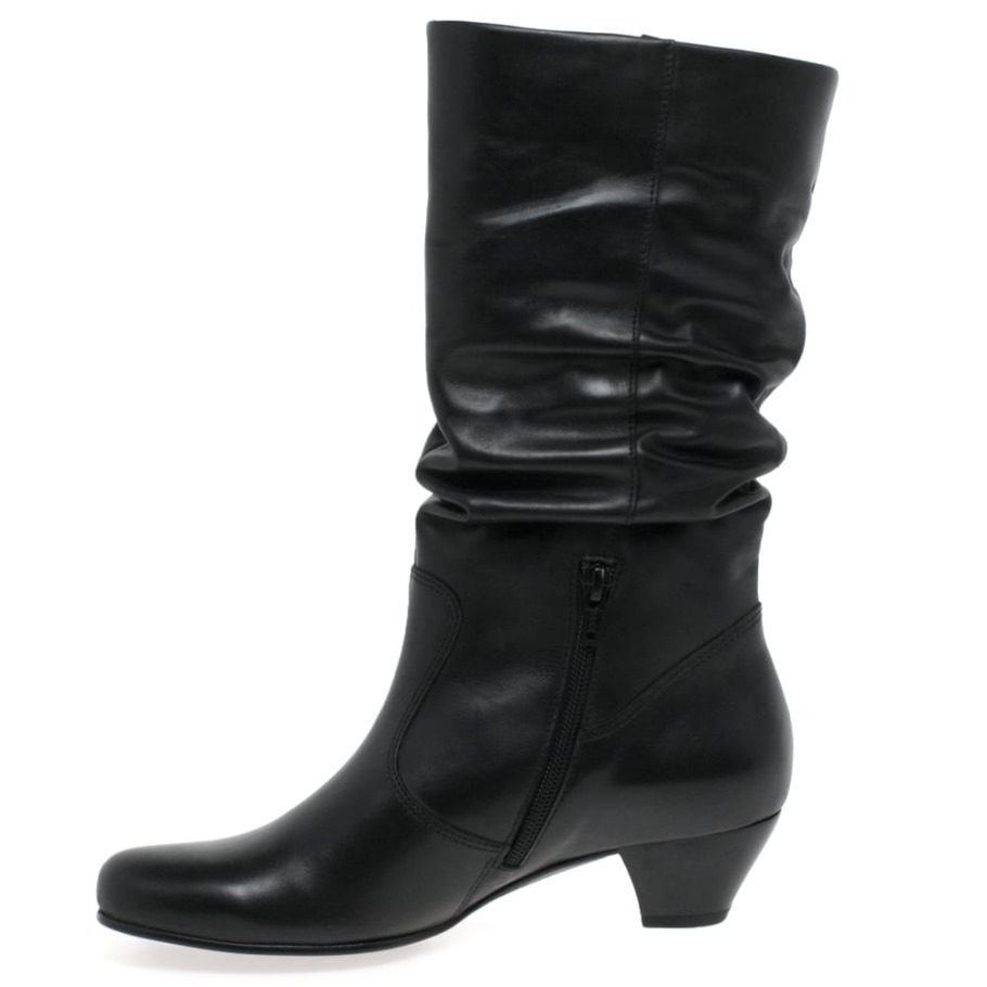 Black Gabor Suisse Rachel Leather Wide Fitting Boots