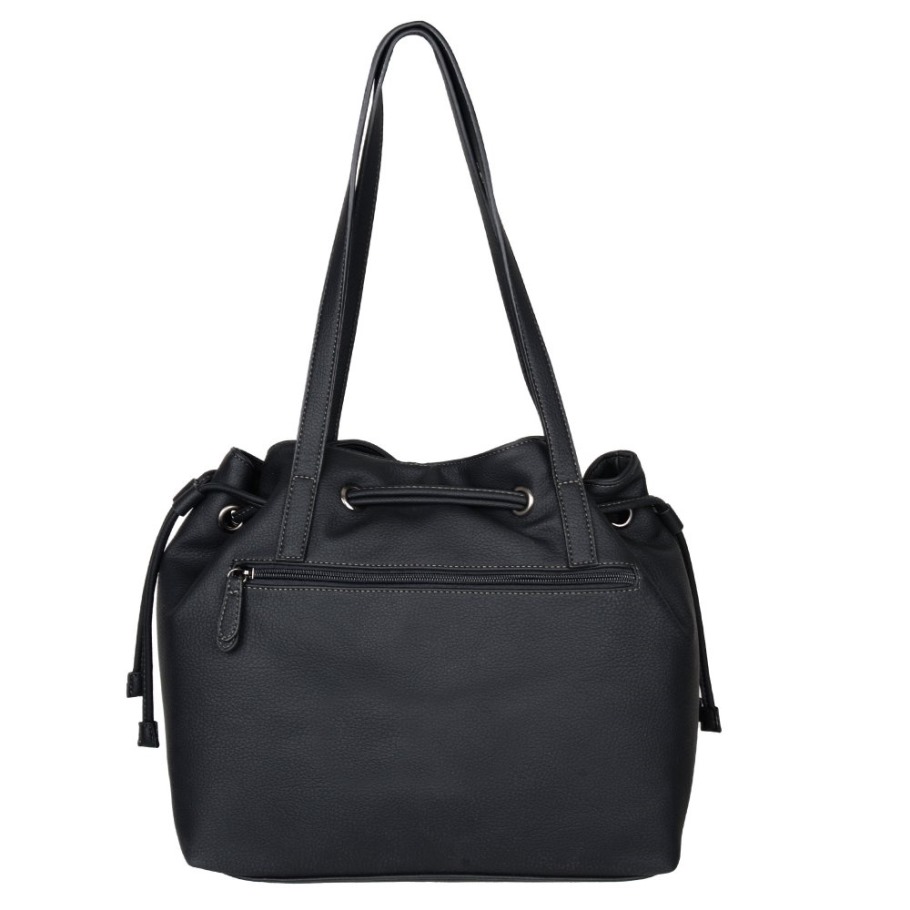 Black Print Gabor Suisse Malu Drawstring Womens Shoulder Bag