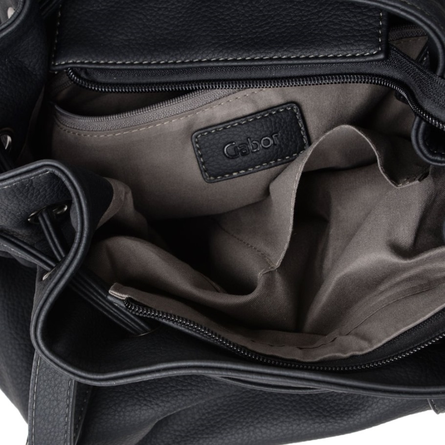 Black Print Gabor Suisse Malu Drawstring Womens Shoulder Bag