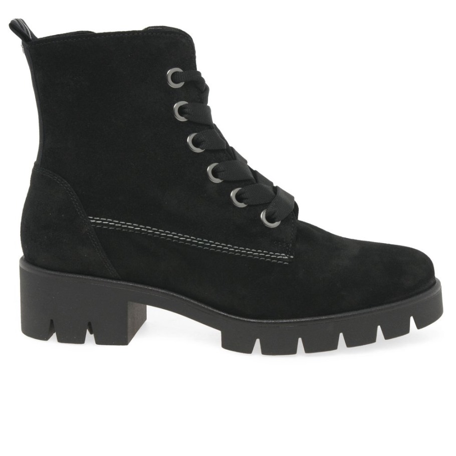 Black Suede Gabor Baccara Womens Ankle Boots