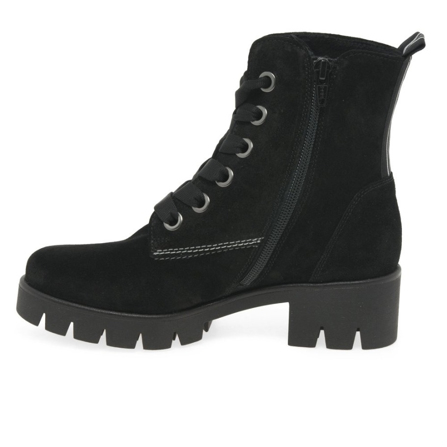 Black Suede Gabor Baccara Womens Ankle Boots