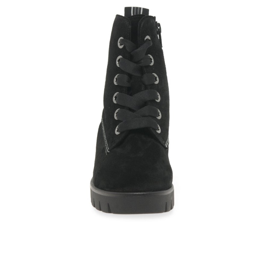 Black Suede Gabor Baccara Womens Ankle Boots