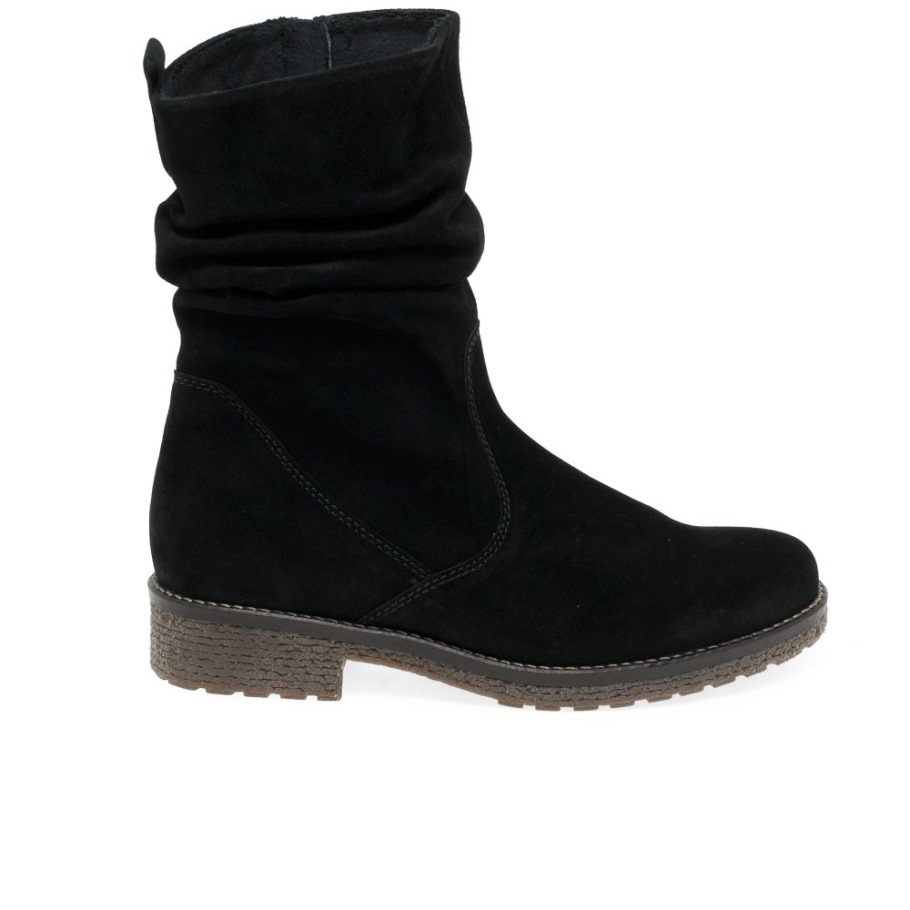 Black Suede Gabor Mya Womens Ankle Boots