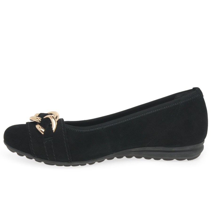 Black Suede Gabor Sigrid Ladies Ballet Pumps