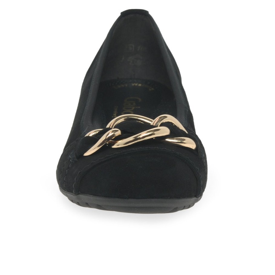 Black Suede Gabor Sigrid Ladies Ballet Pumps