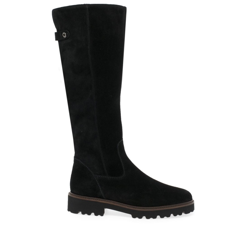 Black Suede Gabor Suisse Be- Bop M Womens Knee High Boots