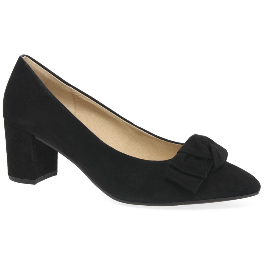 Black Suede Kesh Womens Court Shoes Gabor