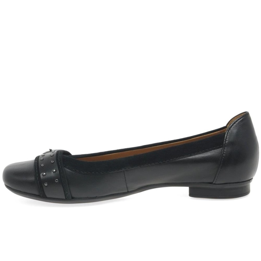 Black/Suede Michelle Womens Casual Stud Buckle Pumps Gabor