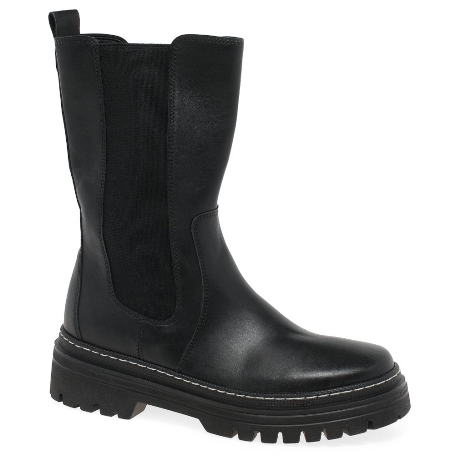 Black/White Stitch Gabor Suisse Gaby Womens Calf Length Boots