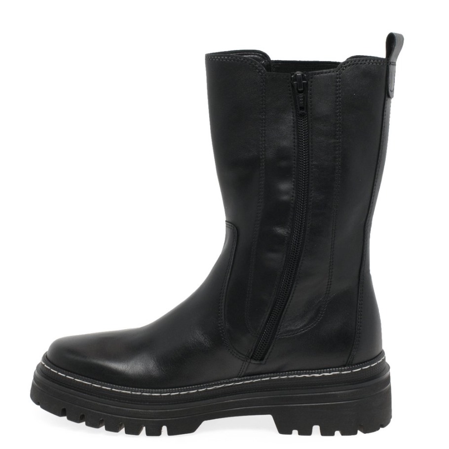 Black/White Stitch Gabor Suisse Gaby Womens Calf Length Boots