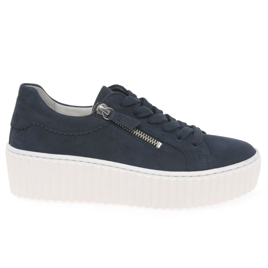 Blue Nubuck Gabor Dolly Ladies Trainers