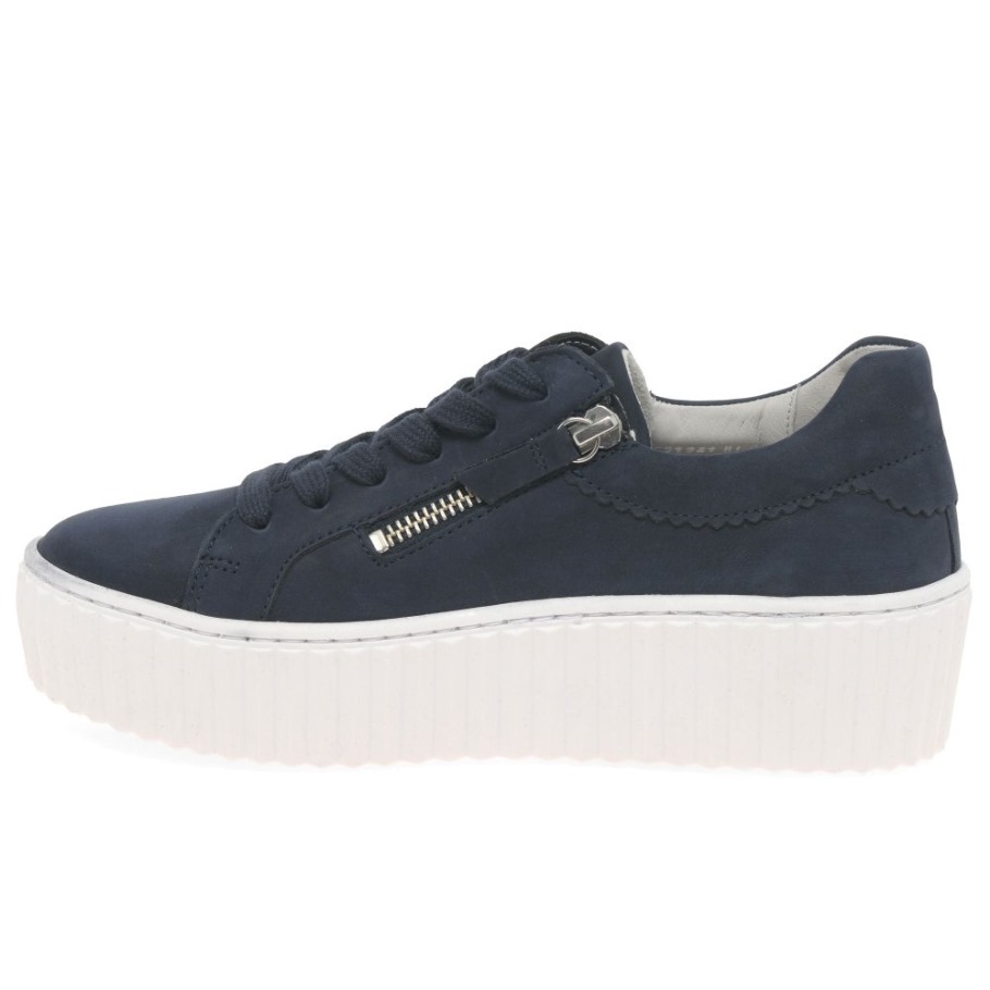 Blue Nubuck Gabor Dolly Ladies Trainers