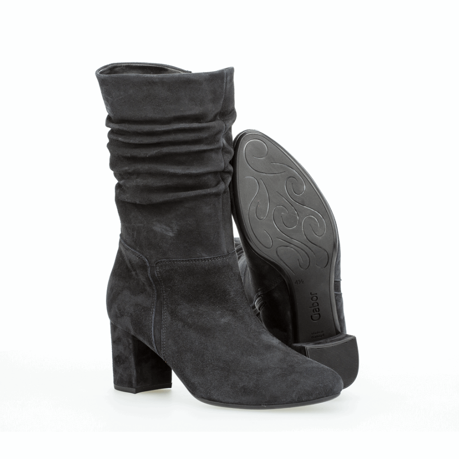 Bottine Mi-haute Ample à Talon Carré Bleu Marine Gabor