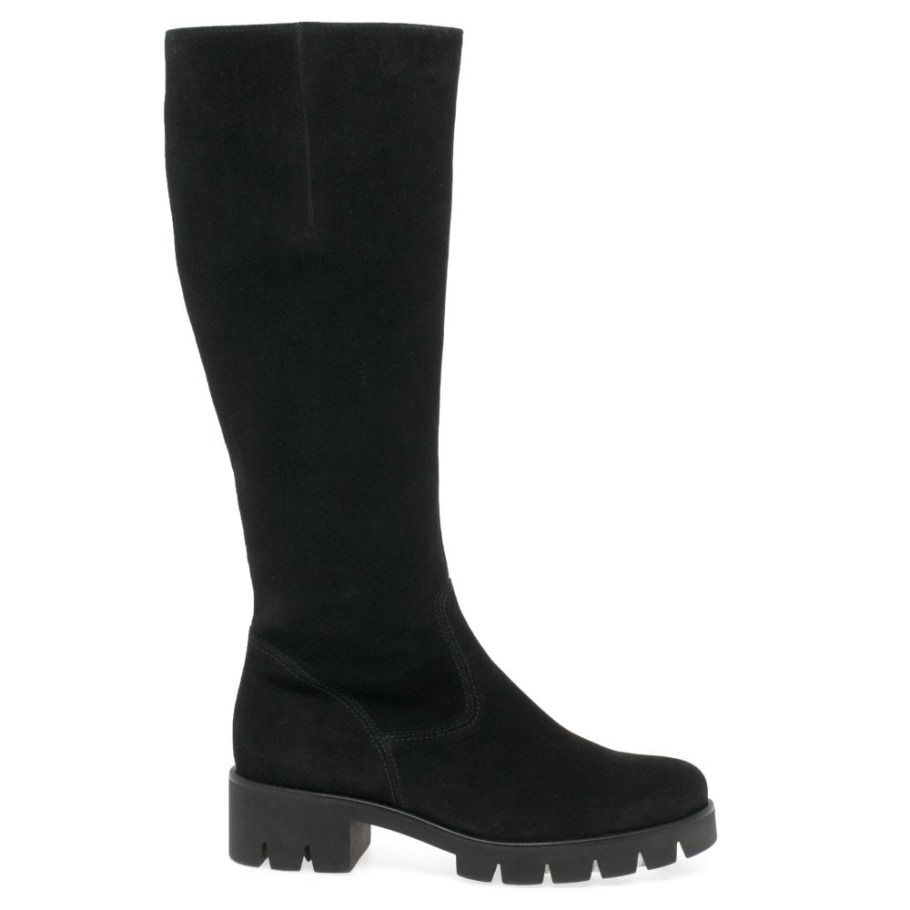 Bram( M) Womens Long Boots Black Nubuck Gabor Suisse