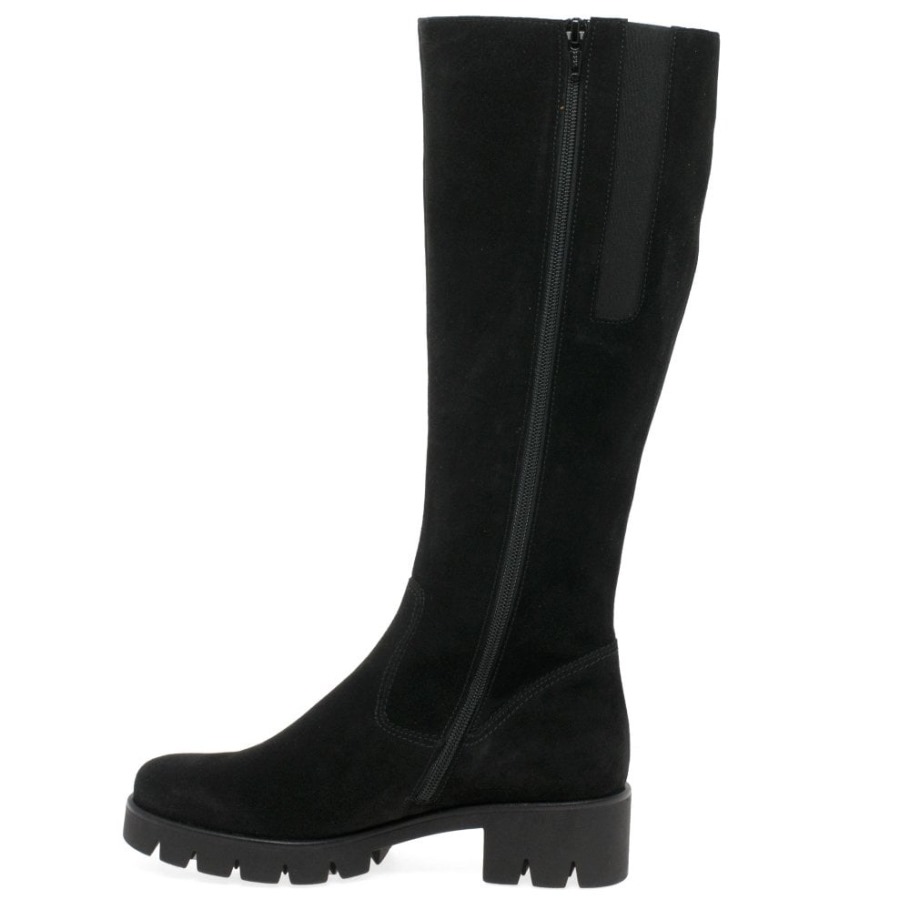 Bram( M) Womens Long Boots Black Nubuck Gabor Suisse