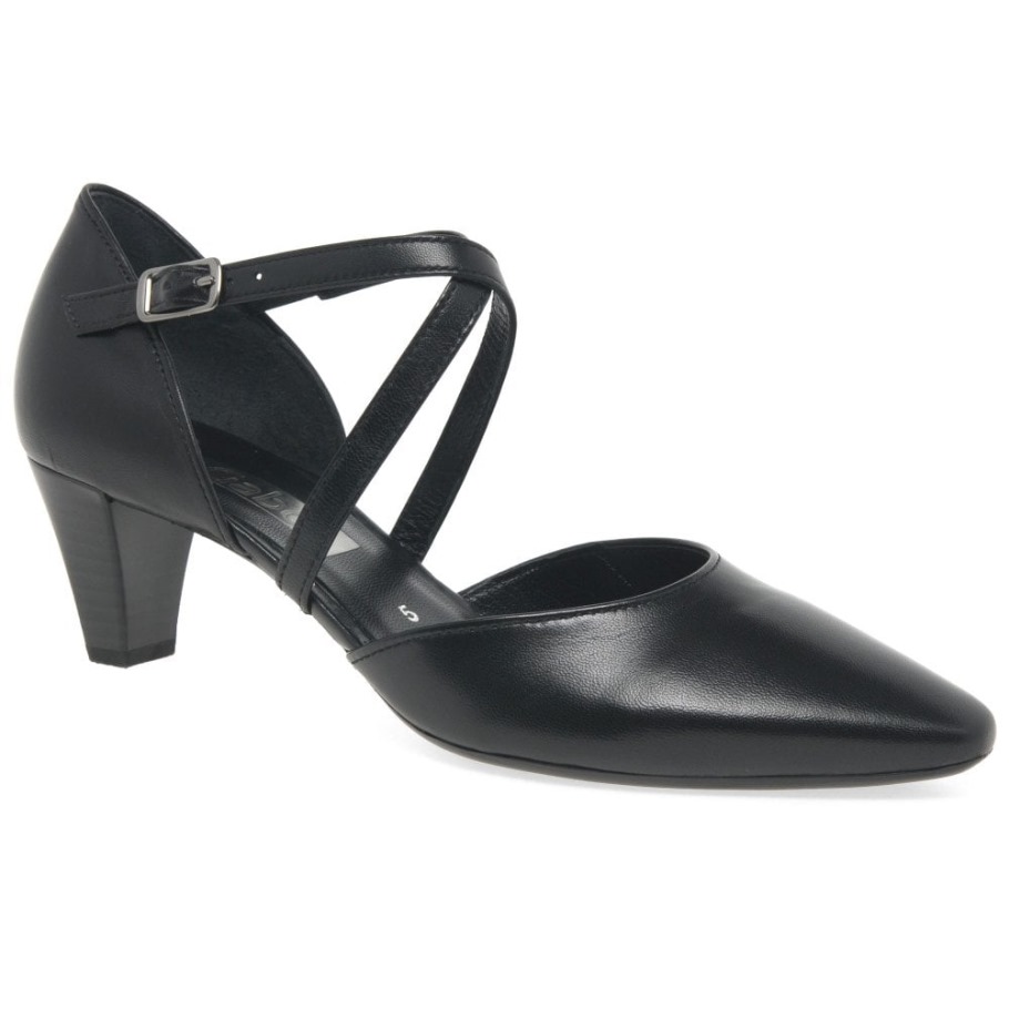 Callow Womens Modern Cross Strap Court Shoes Black Gabor