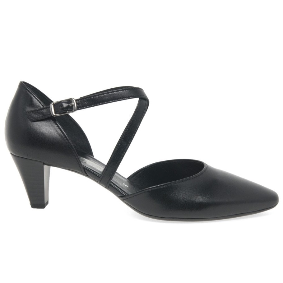 Callow Womens Modern Cross Strap Court Shoes Black Gabor