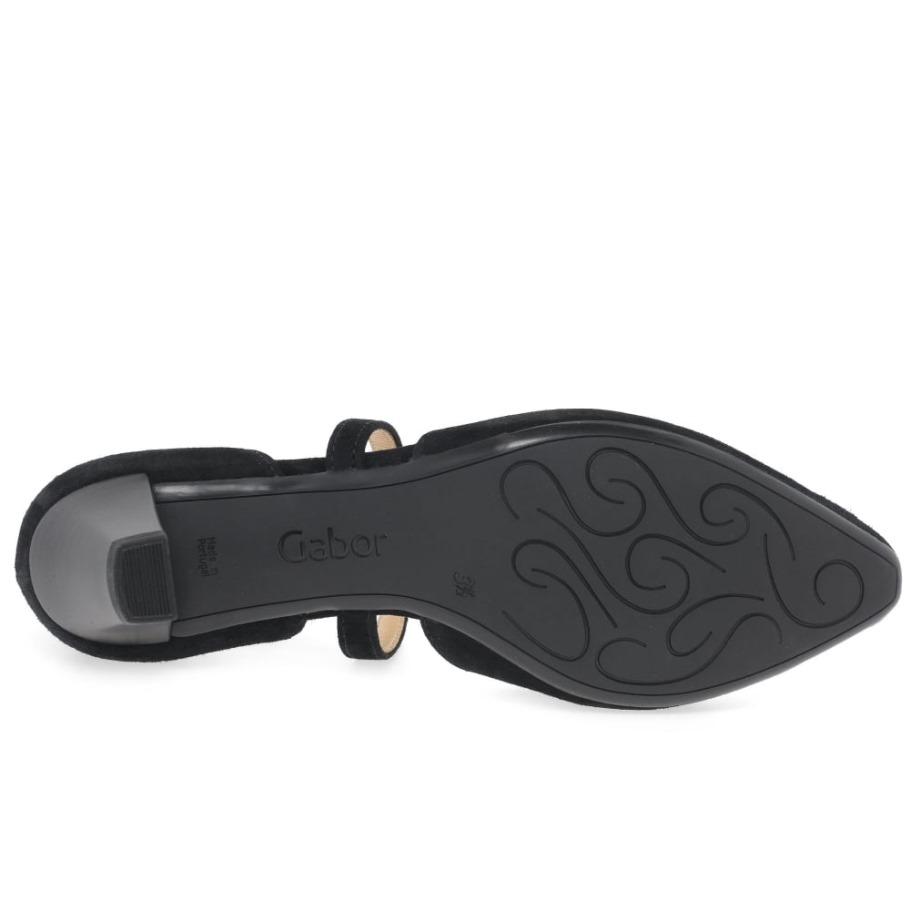 Callow Womens Modern Cross Strap Court Shoes Gabor Black Suede