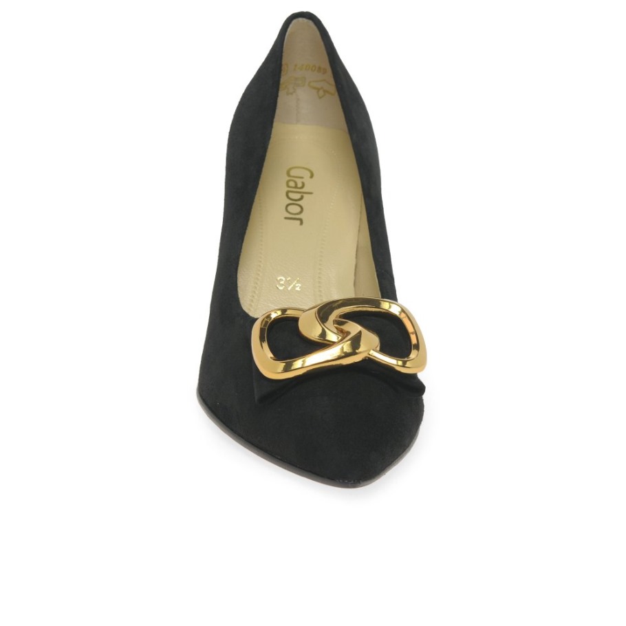 Daniel Ladies Court Shoes Black Suede Gabor