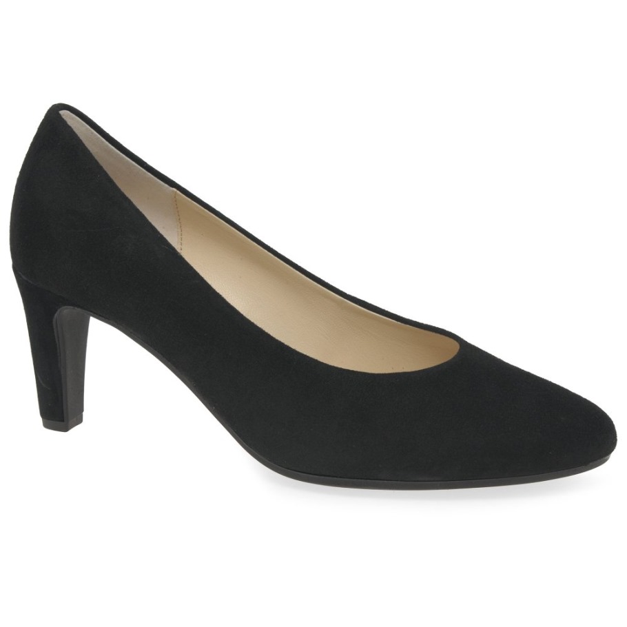 Edina Ladies Court Shoes Gabor Black Suede