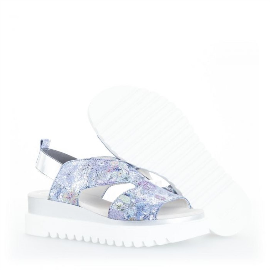 Gabor 2361236 - Cuir Fleuri Bleu Métallisé