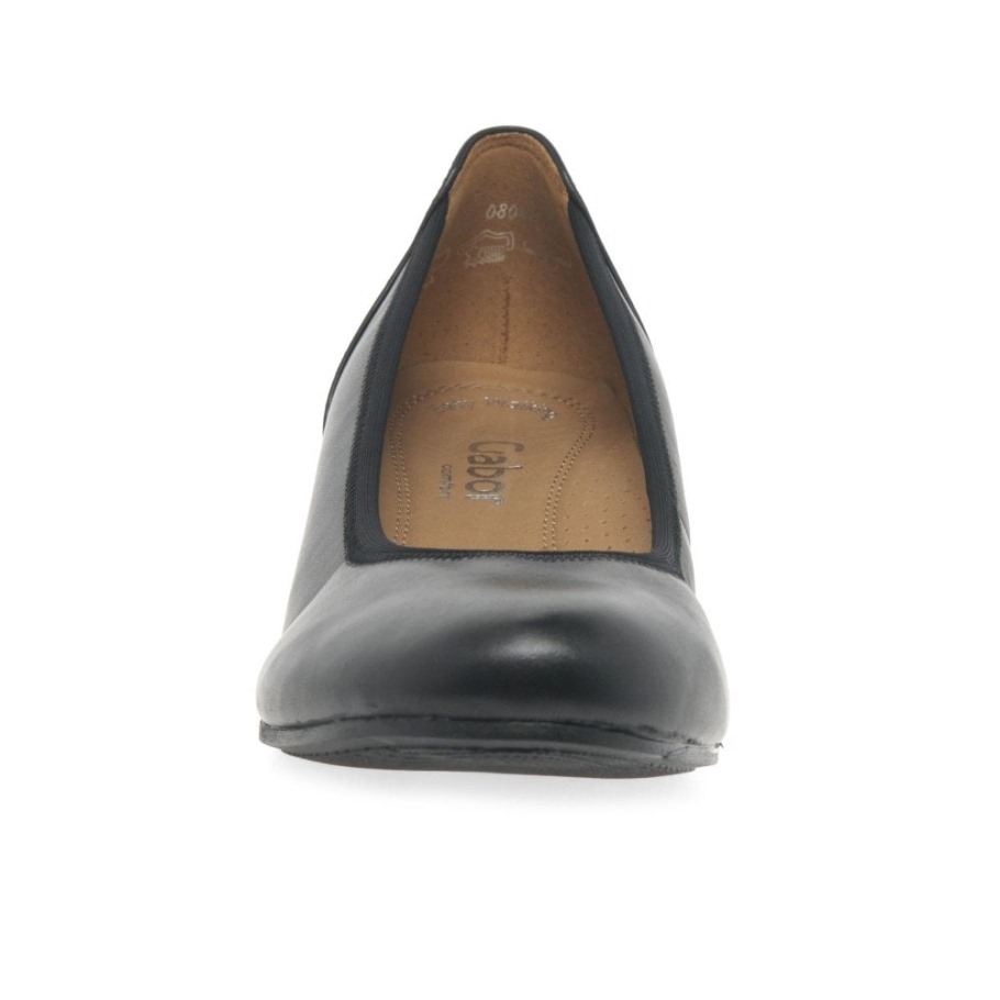 Gabor Black Chester Womens Wide Fit Low Wedge Pumps