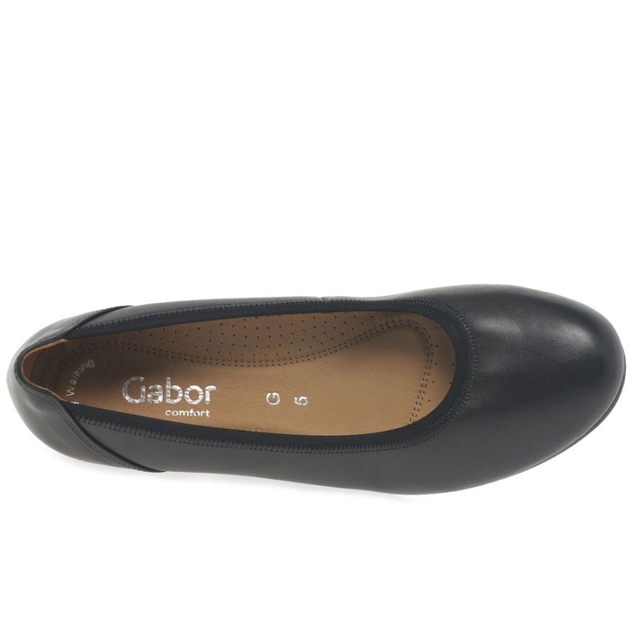 Gabor Black Chester Womens Wide Fit Low Wedge Pumps