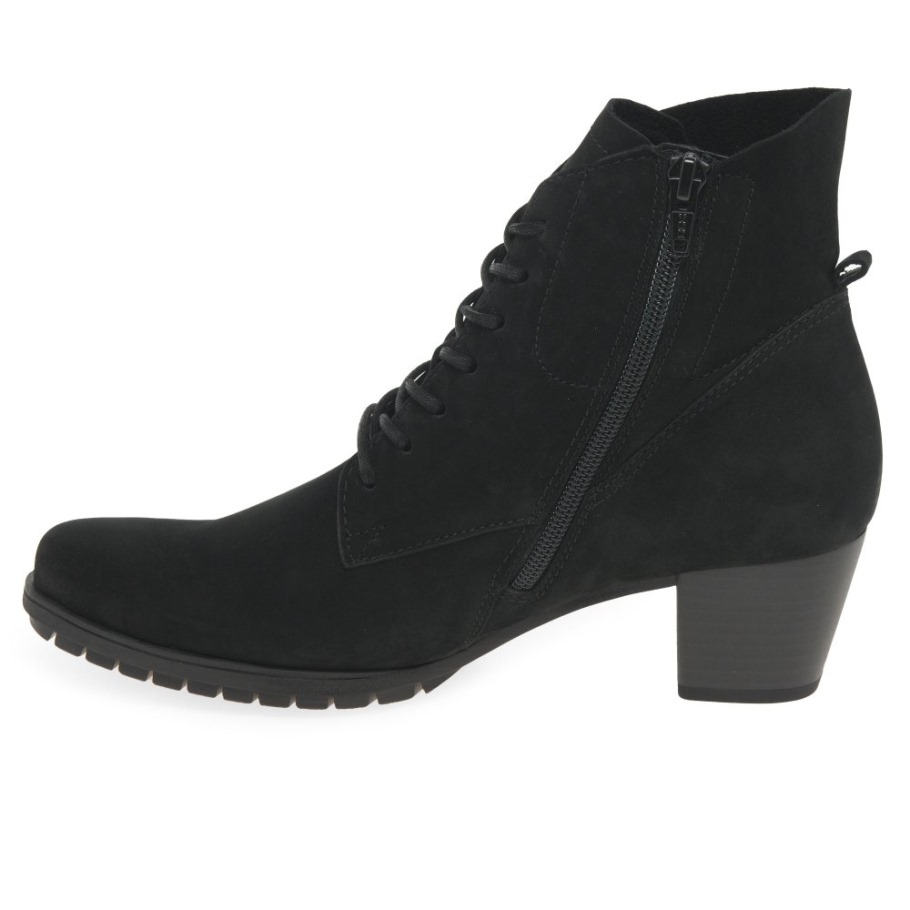Gabor Black Nubuck Optimum Ladies Ankle Boots