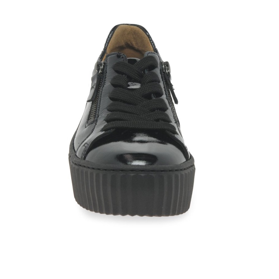 Gabor Black Patent Dolly Ladies Trainers