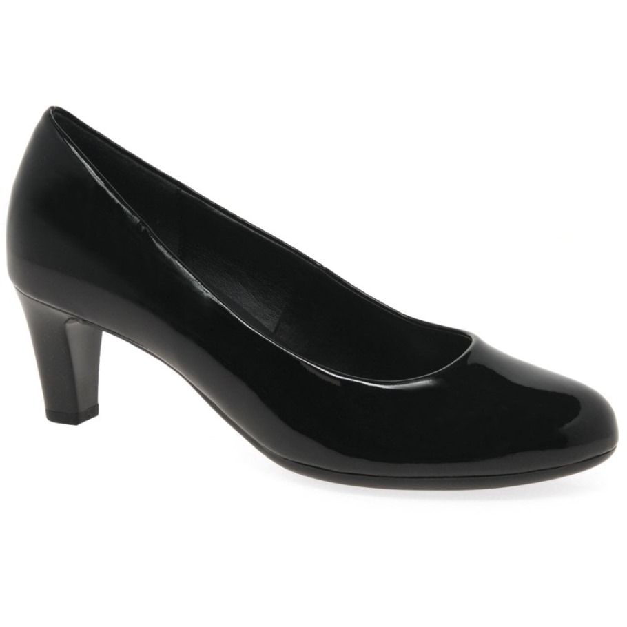 Gabor Black Patent Nesta I I Womens Court Shoes