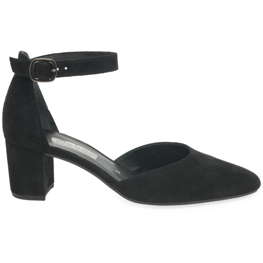 Gabor Black Suede Gala Womens Open Court Shoes
