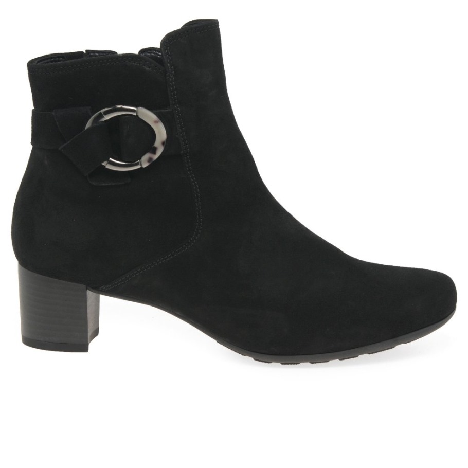 Gabor Black Suede Hemp Womens Ankle Boots