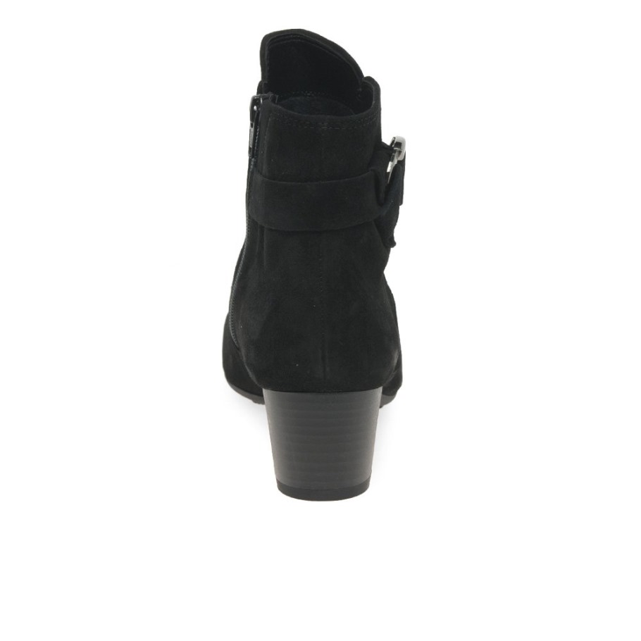 Gabor Black Suede Hemp Womens Ankle Boots