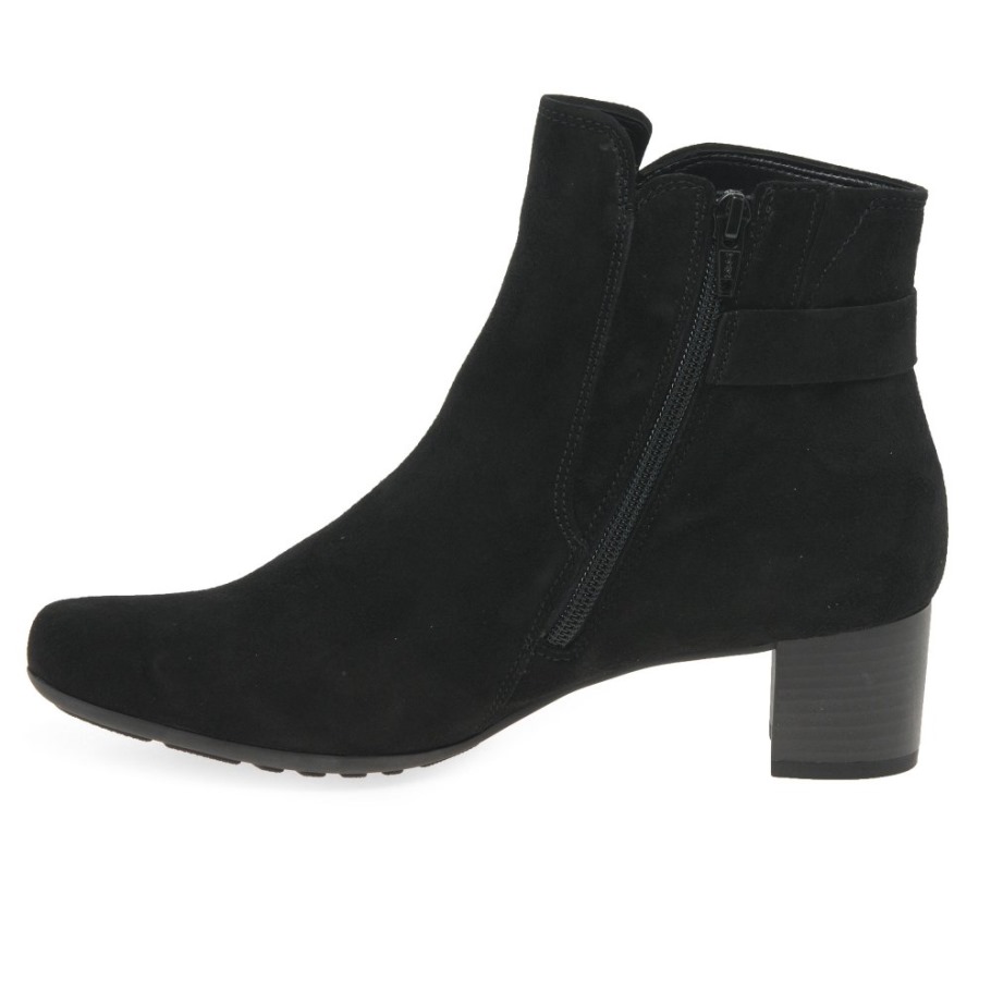 Gabor Black Suede Hemp Womens Ankle Boots