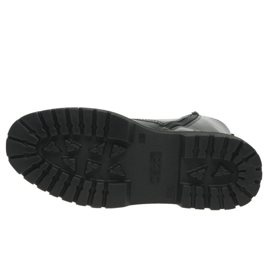 Gabor Black/White Stitch Genoa Womens Military Boots