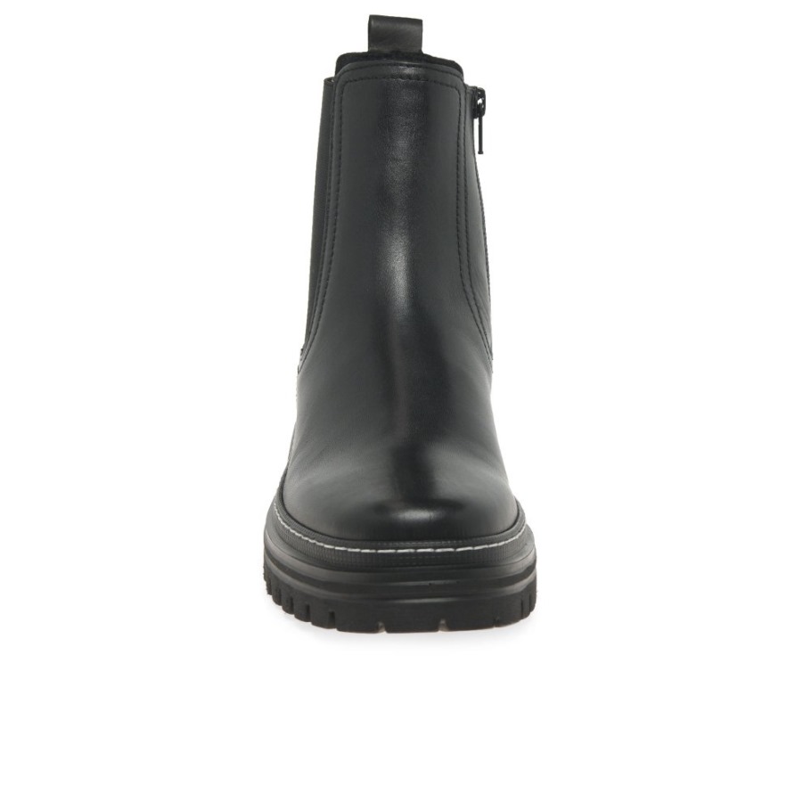 Gabor Gazania Womens Chelsea Boots Black/White Stitch