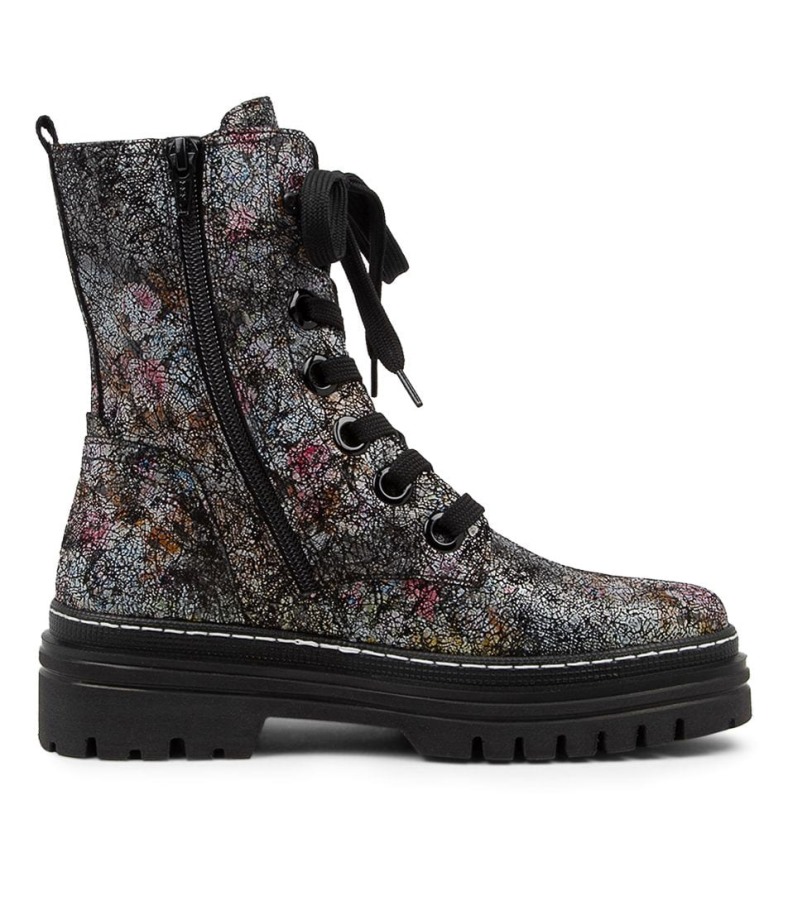 Gabor Hund Schwarz Bottes Mi-mollet En Cuir Multi