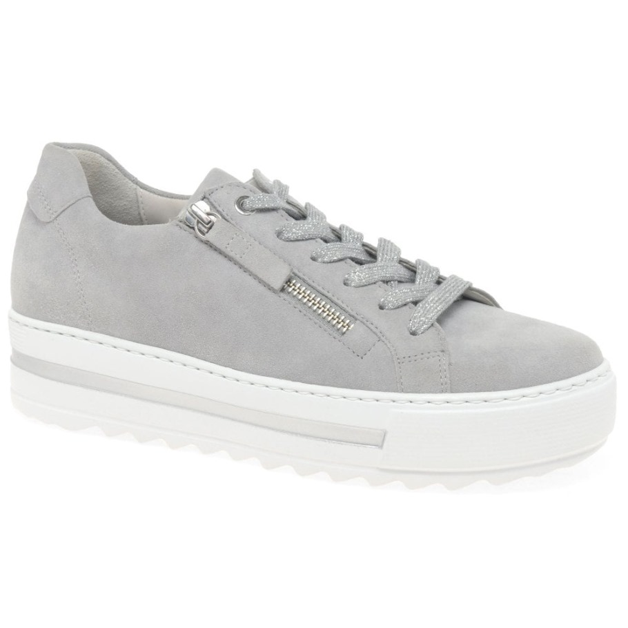 Gabor Light Grey Suede Heather Womens Casual Trainers