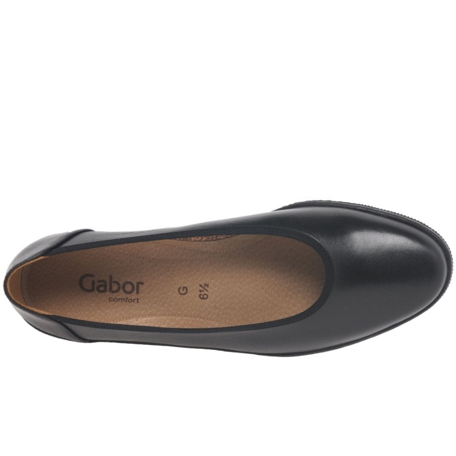 Gabor Piquet Womens Wide Fit Ballerina Pumps Black