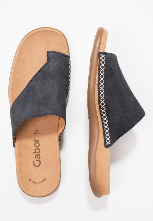 Gabor Sandales à Barre En T Bleu Nuit