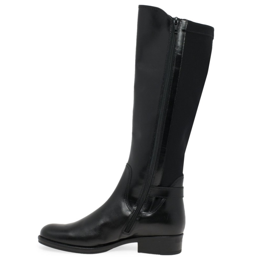 Gabor Suisse Black Leather Abia Womens Knee High Boots