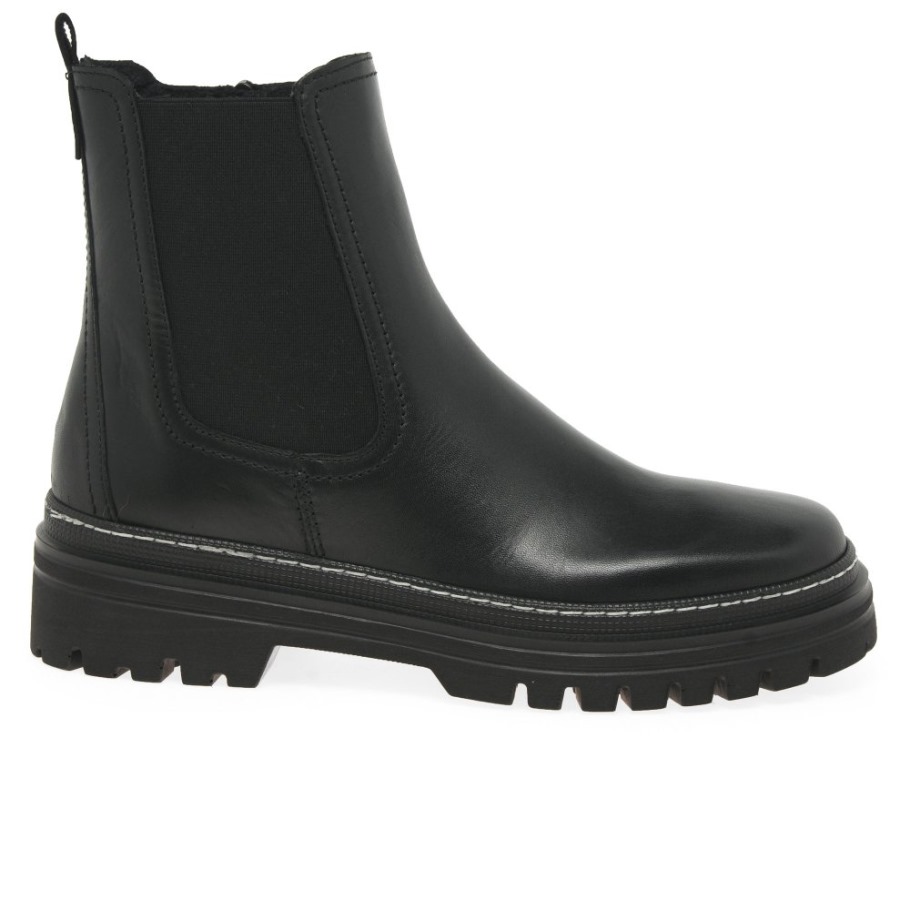 Gabor Suisse Gazania Womens Chelsea Boots Black/White Stitch