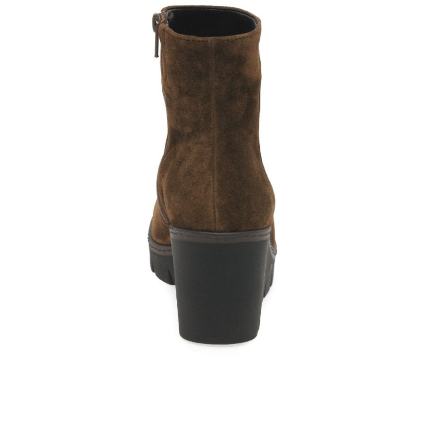 Gabor Whisky Suede Utopia Womens Chunky Wedge Heel Ankle Boots