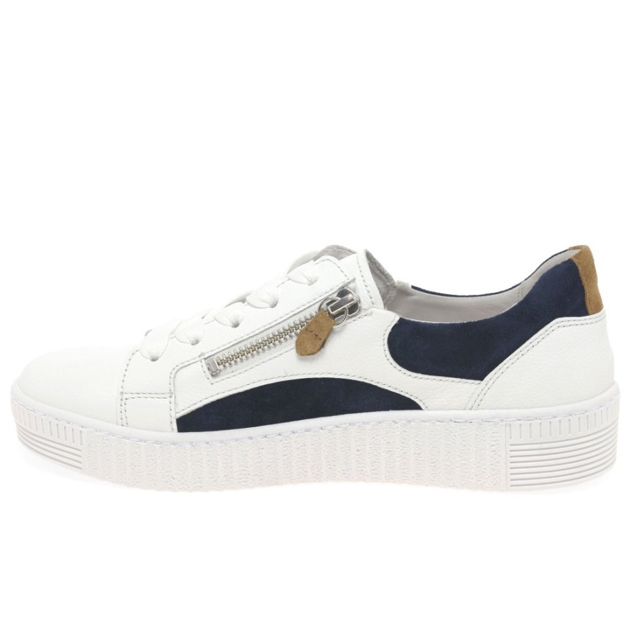 Gabor White/Marine Wemo Ladies Trainers