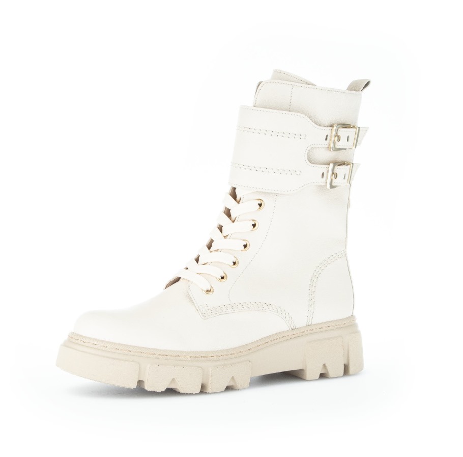 Gaborlace-Up Ankle Boots Panna