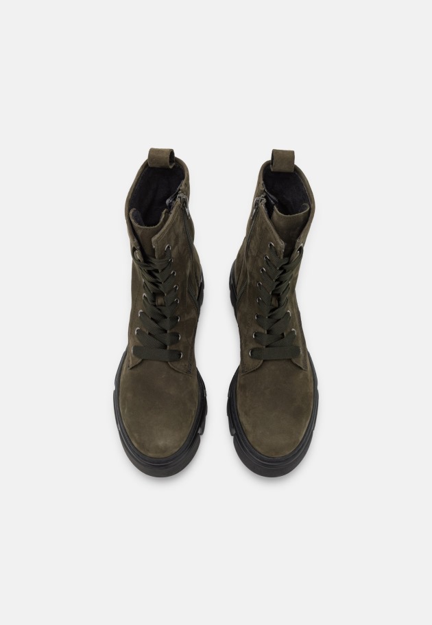 Green Army Lace-Up Ankle Boots Gabor