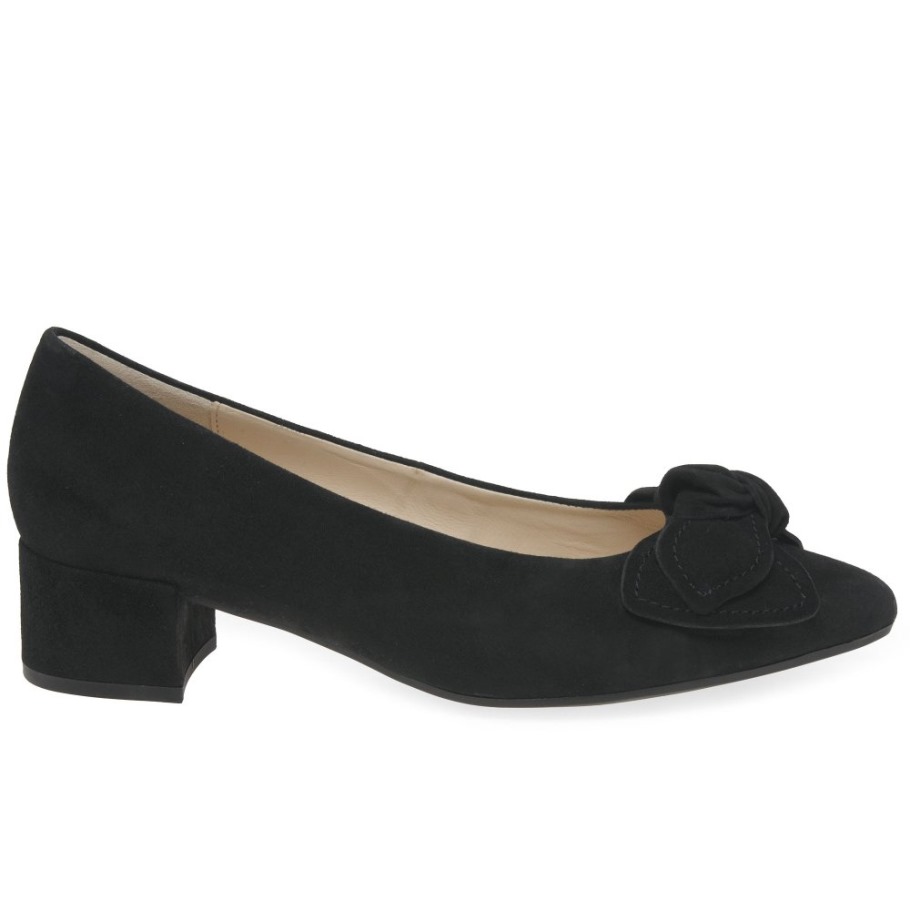 Hooty Ladies Court Shoes Gabor Black Suede