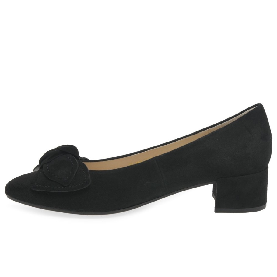 Hooty Ladies Court Shoes Gabor Black Suede